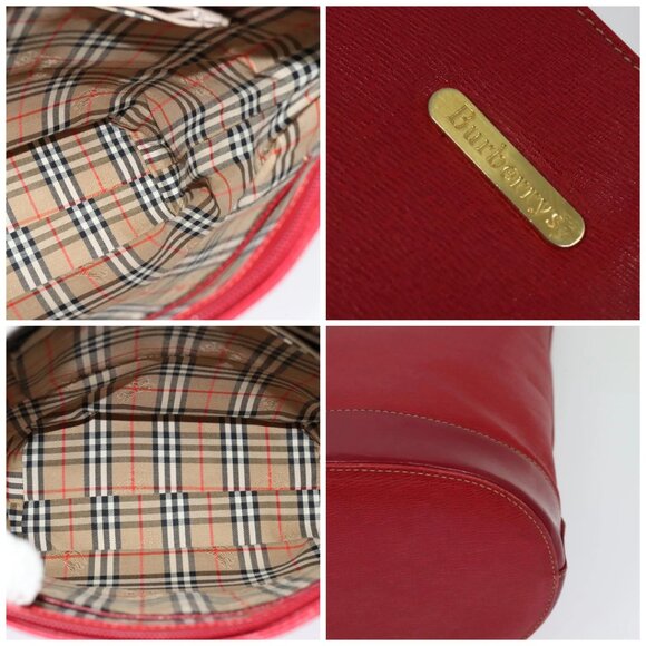 Burberrys Shoulder Bag Leather Red Gold - Picture 13 of 14